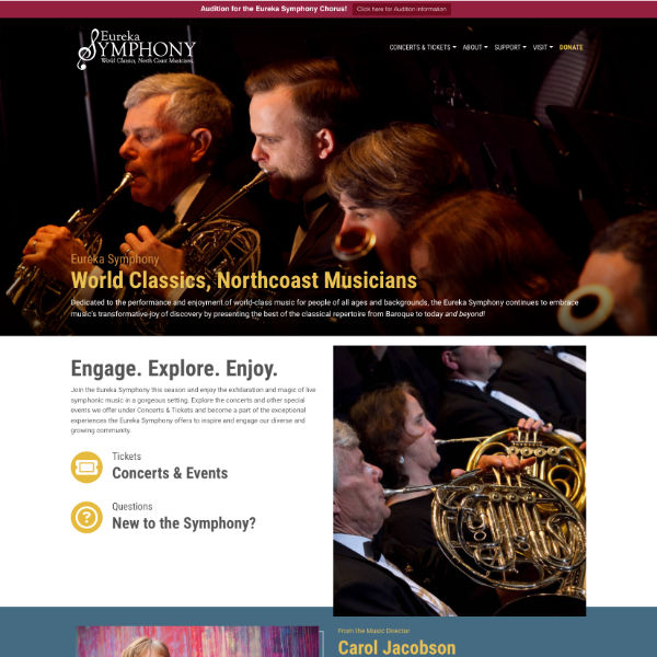 Eureka Symphny web design